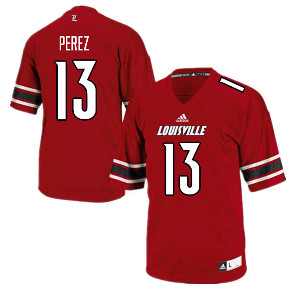 Men #13 Christian Perez Louisville Cardinals College Football Jerseys Sale-Red - Click Image to Close